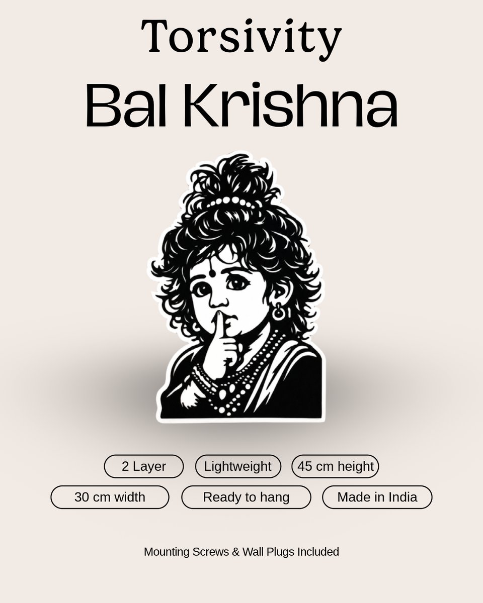 Bal Krishna 2-Layer MDF Wall Decor – 45 × 30 cm poster