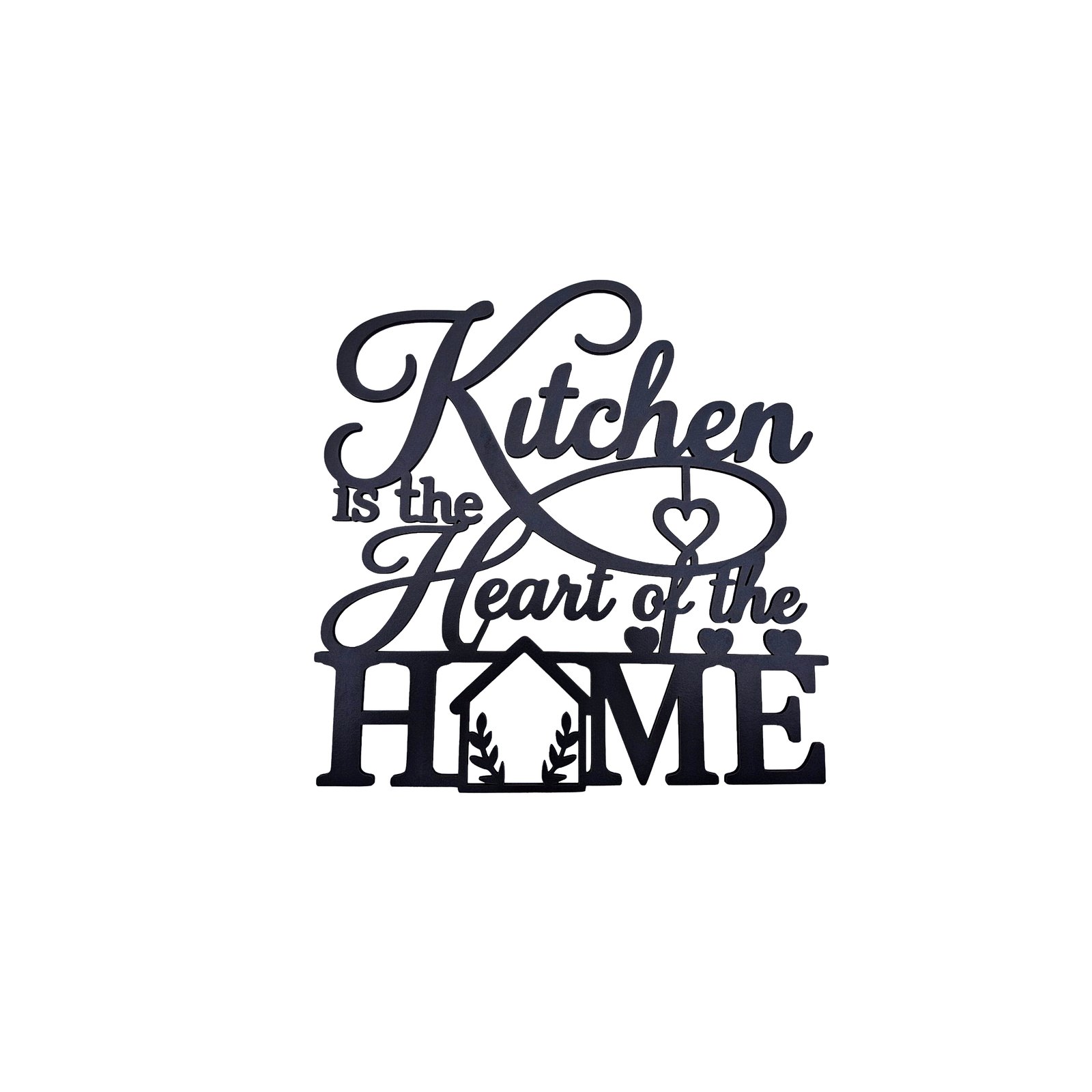 Torsivity Kitchen Wall Decor, Heart of the Home Quote, Black MDF, 12 Inch by 12 Inch white