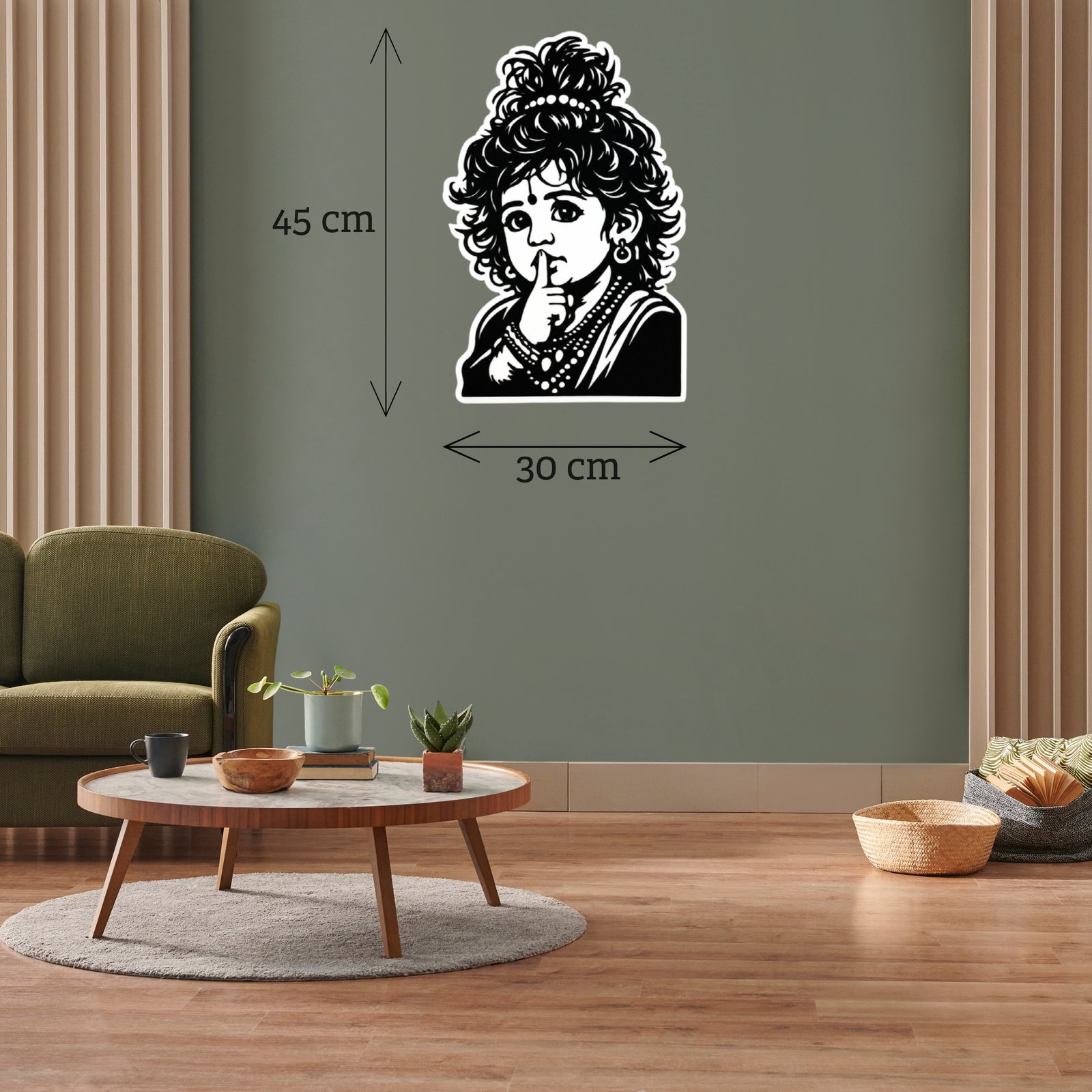 Bal Krishna 2-Layer MDF Wall Decor – 45 × 30 cm